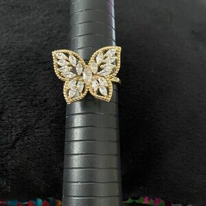 Sparkle Allure Womens Cubic Zirconia 14k Gold Over Brass butterfly